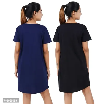 Printed Cotton Short Sleeves I am So Cute Navy Love Black Night Dress For Women ( Combo )-thumb3