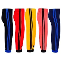 Cotton 5 Pieces Combo Regular Fit Side Striped Solid Trackpants (Black, Red, Yellow, Navy Blue & Tomato Red)-thumb1