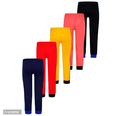 Cotton 5 Pieces Combo Regular Fit Side Striped Solid Trackpants (Black, Red, Yellow, Navy Blue & Tomato Red)-thumb3
