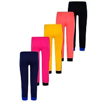 Cotton 5 Pieces Combo Regular Fit Side Striped Solid Trackpants (Black, Rani Pink, Yellow, Navy Blue & Tomato Red)-thumb2