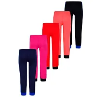 Cotton 5 Pieces Combo Regular Fit Side Striped Solid Trackpants (Black, Rani Pink, Red, Navy Blue & Tomato Red)-thumb2