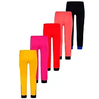 Cotton 5 Pieces Combo Regular Fit Side Striped Solid Trackpants (Black, Rani Pink, Red, Yellow & Tomato Red)-thumb2