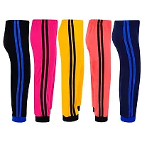 Cotton 5 Pieces Combo Regular Fit Side Striped Solid Trackpants (Black, Rani Pink, Yellow, Navy Blue & Tomato Red)-thumb1