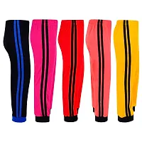 Cotton 5 Pieces Combo Regular Fit Side Striped Solid Trackpants (Black, Rani Pink, Red, Yellow & Tomato Red)-thumb1