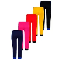 Cotton 5 Pieces Combo Regular Fit Side Striped Solid Trackpants (Black, Rani Pink, Red, Yellow & Navy Blue)-thumb2