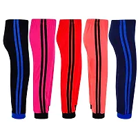 Cotton 5 Pieces Combo Regular Fit Side Striped Solid Trackpants (Black, Rani Pink, Red, Navy Blue & Tomato Red)-thumb1