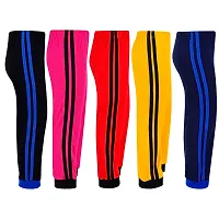 Cotton 5 Pieces Combo Regular Fit Side Striped Solid Trackpants (Black, Rani Pink, Red, Yellow & Navy Blue)-thumb1