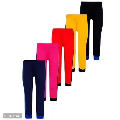 Cotton 5 Pieces Combo Regular Fit Side Striped Solid Trackpants (Black, Rani Pink, Red, Yellow & Navy Blue)-thumb0
