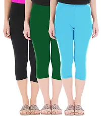 Trendy Cotton Solid Leggings For Women (Pack Of 3)-thumb1