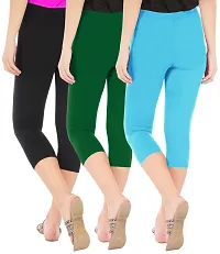 Trendy Cotton Solid Leggings For Women (Pack Of 3)-thumb2