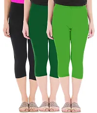 Trendy Cotton Solid Leggings For Women (Pack Of 3)-thumb1