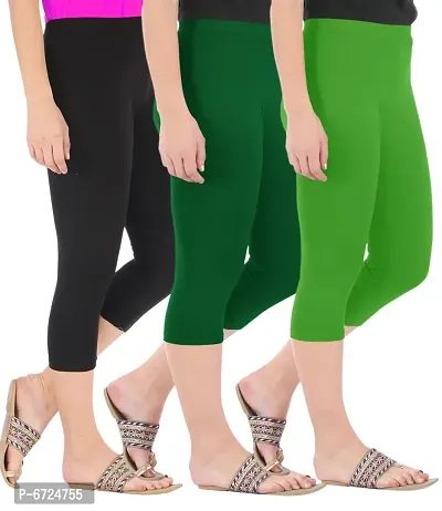 Trendy Cotton Solid Leggings For Women (Pack Of 3)