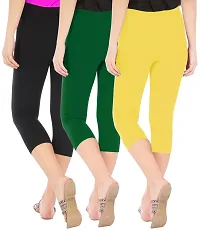 Trendy Cotton Solid Leggings For Women (Pack Of 3)-thumb2