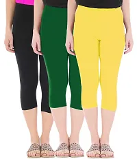 Trendy Cotton Solid Leggings For Women (Pack Of 3)-thumb1