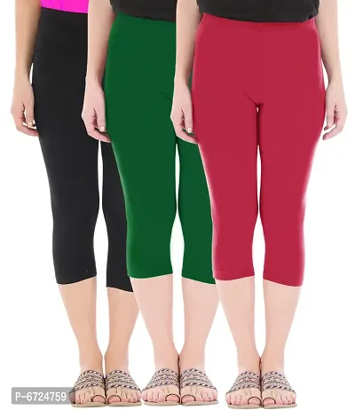 Trendy Cotton Solid Leggings For Women (Pack Of 3)-thumb2