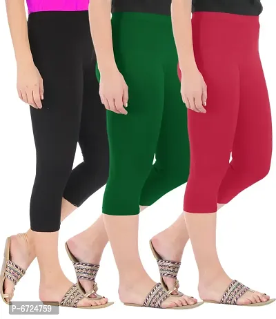 Trendy Cotton Solid Leggings For Women (Pack Of 3)