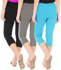 Trendy Cotton Solid Leggings For Women (Pack Of 3)-thumb2