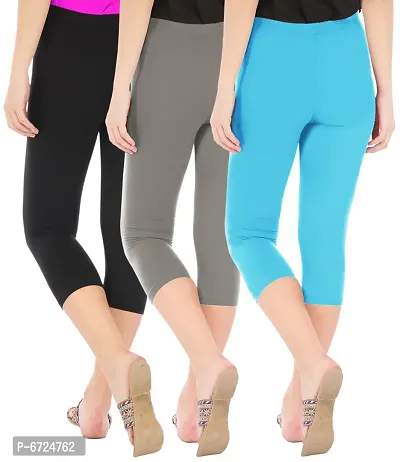 Trendy Cotton Solid Leggings For Women (Pack Of 3)-thumb3