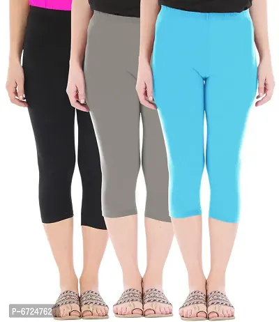 Trendy Cotton Solid Leggings For Women (Pack Of 3)-thumb2