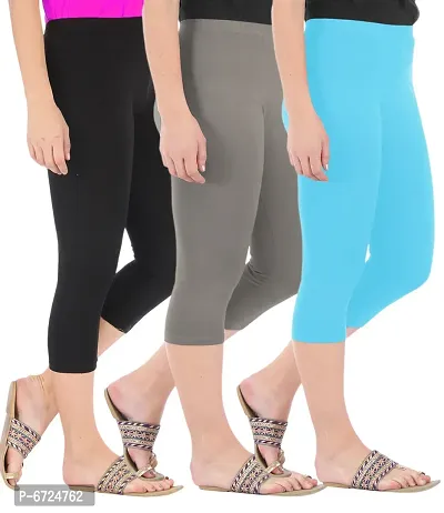 Trendy Cotton Solid Leggings For Women (Pack Of 3)