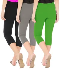 Trendy Cotton Solid Leggings For Women (Pack Of 3)-thumb2