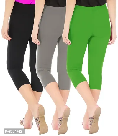 Trendy Cotton Solid Leggings For Women (Pack Of 3)-thumb3