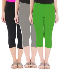 Trendy Cotton Solid Leggings For Women (Pack Of 3)-thumb1