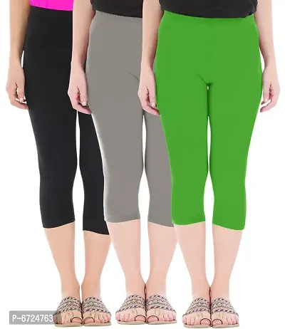 Trendy Cotton Solid Leggings For Women (Pack Of 3)-thumb2