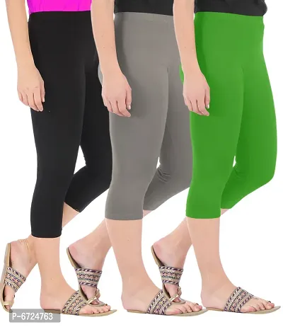 Trendy Cotton Solid Leggings For Women (Pack Of 3)-thumb0