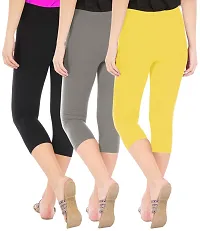 Trendy Cotton Solid Leggings For Women (Pack Of 3)-thumb2