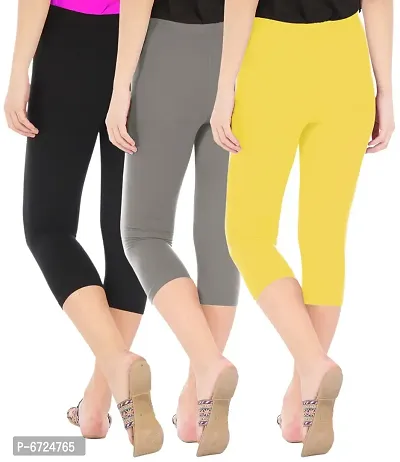 Trendy Cotton Solid Leggings For Women (Pack Of 3)-thumb3