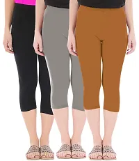 Trendy Cotton Solid Leggings For Women (Pack Of 3)-thumb1