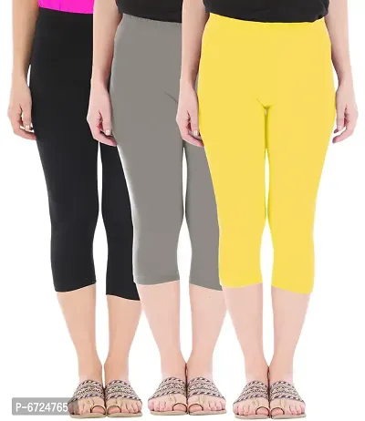 Trendy Cotton Solid Leggings For Women (Pack Of 3)-thumb2
