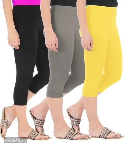 Trendy Cotton Solid Leggings For Women (Pack Of 3)-thumb0
