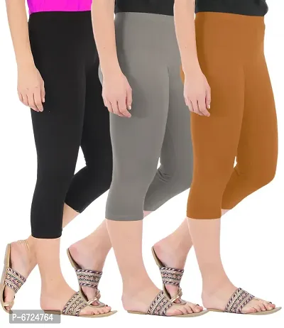 Trendy Cotton Solid Leggings For Women (Pack Of 3)