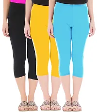 Trendy Cotton Solid Leggings For Women (Pack Of 3)-thumb1