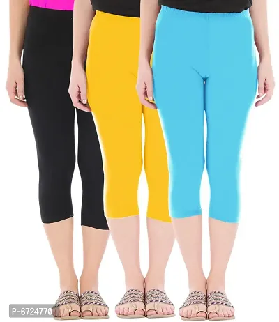 Trendy Cotton Solid Leggings For Women (Pack Of 3)-thumb2