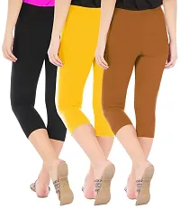 Trendy Cotton Solid Leggings For Women (Pack Of 3)-thumb2