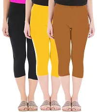 Trendy Cotton Solid Leggings For Women (Pack Of 3)-thumb1