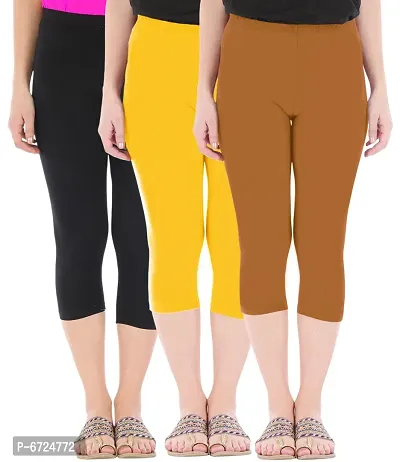 Trendy Cotton Solid Leggings For Women (Pack Of 3)-thumb2