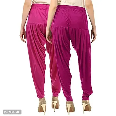 Buy That Trendz Women's Cotton Viscose Lycra Regular Dhoti Pants, Purple Rani Pink, Combo Pack of 2-thumb3