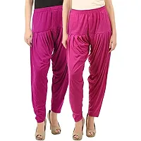 Buy That Trendz Women's Cotton Viscose Lycra Regular Dhoti Pants, Purple Rani Pink, Combo Pack of 2-thumb1