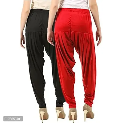 Buy That Trendz Women's Relaxed Fit Cotton Viscose Lycra Dhoti Patiyala Salwar Harem Bottom Pants Black Red XX-Large-thumb3
