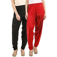 Buy That Trendz Women's Relaxed Fit Cotton Viscose Lycra Dhoti Patiyala Salwar Harem Bottom Pants Black Red XX-Large-thumb1