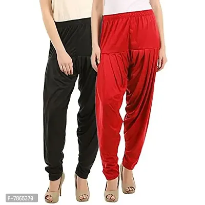 Buy That Trendz Women's Relaxed Fit Cotton Viscose Lycra Dhoti Patiyala Salwar Harem Bottom Pants Black Red XX-Large-thumb2