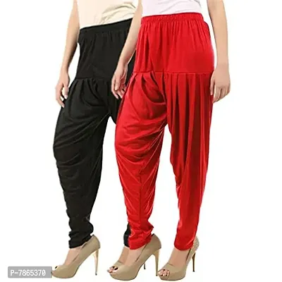 Buy That Trendz Women's Relaxed Fit Cotton Viscose Lycra Dhoti Patiyala Salwar Harem Bottom Pants Black Red XX-Large-thumb0