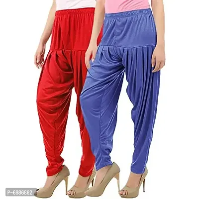 Buy That Trendz Women's Cotton Viscose Lycra Dhoti Patiyala Salwar Harem Bottoms Pants Lavender Red Combo Pack of 2