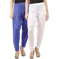 Buy That Trendz Women's Cotton Relaxed Viscose Lycra Dhoti Patiala Salwar Harem Bottoms Pants (Lavender White) -Combo Pack of 2-thumb1