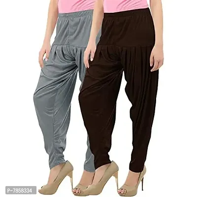 Buy That Trendz Women's Cotton Viscose Lycra Dhoti Patiyala Salwar Harem Bottoms Pants Combo Pack of 2