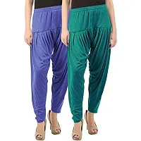 Buy That Trendz Women's Cotton Viscose Lycra Regular, Relaxed Fit Dhoti Patiyala Salwar Harem Bottom Pants (Lavender Rama Green 3XL) Combo Pack of 2-thumb1